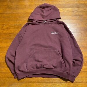 Playboy PacSun Speed Division Hoodie Burgundy Maroon Mens Boxy Large Pullover
